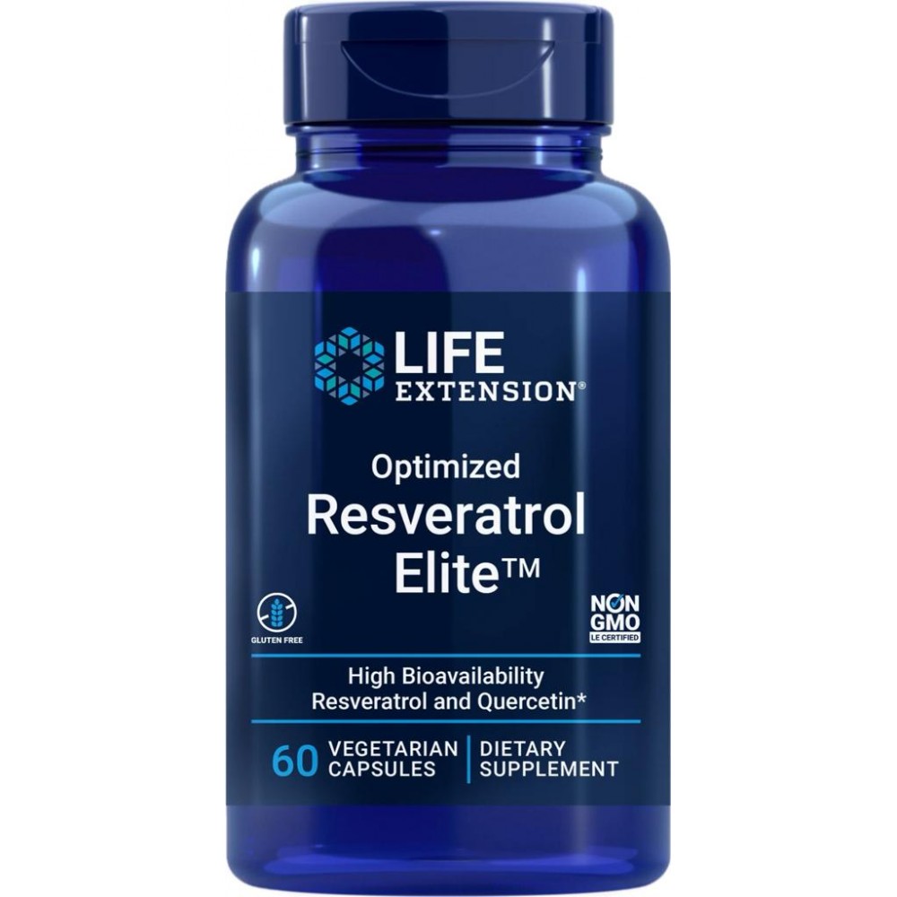 Resveratrol optimizado Elite™ 60 cápsulas vegetales de Life Extension Life Extension LEX-22306 Antioxidantes salud.bio