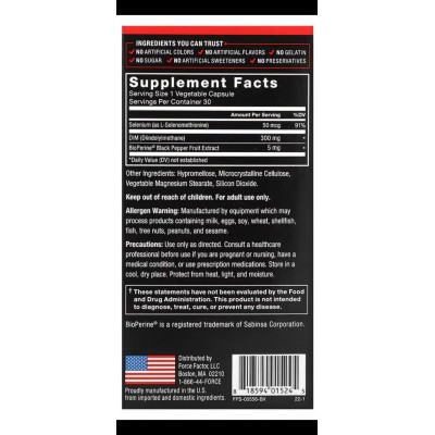 DIM Di-indolyl Methane 300mg 30Cáps, ingredientes esenciales de Force Factor Force Factor FOA-01524 Suplementos Deportivos (C...