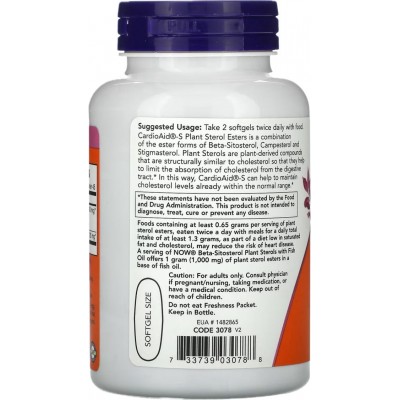 Esteroles vegetales de beta-sitosterol, 90 cápsulas blandas de NOW Foods NOW Foods NOW-03078 Sistema circulatorio salud.bio