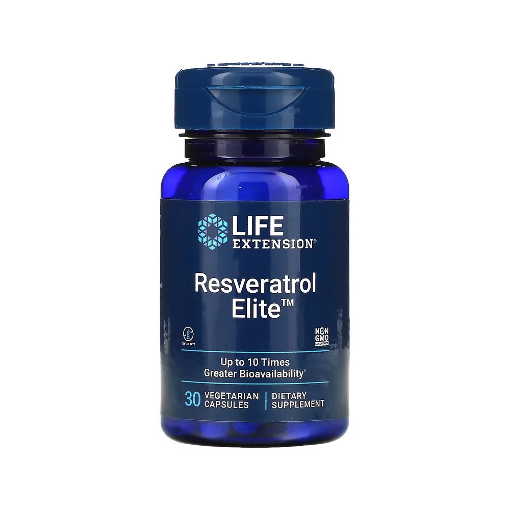 Resveratrol Elite™ 30 cápsulas vegetales de Life Extension Life Extension LEX-22106 Antioxidantes salud.bio