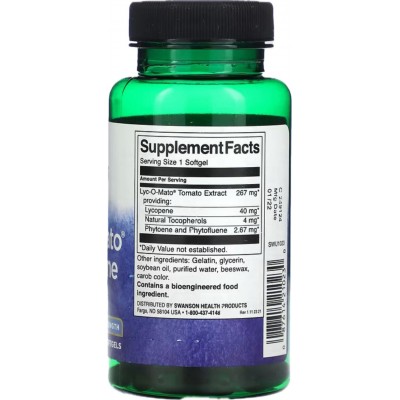 Licopeno Lyc-O-Mato, Concentración máxima, 40 mg, 60 perlas de Swanson Swanson SWV-21023 Bienestar urinario. Ayuda en el bien...