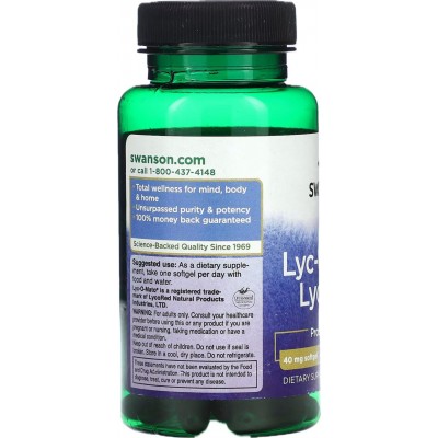 Licopeno Lyc-O-Mato, Concentración máxima, 40 mg, 60 perlas de Swanson Swanson SWV-21023 Bienestar urinario. Ayuda en el bien...