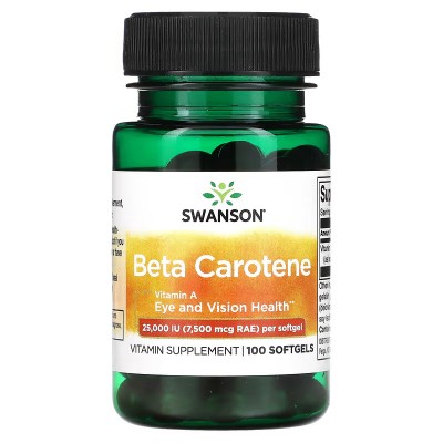 Betacaroteno, 25.000 UI (7500 mcg de EAR), 100 Perlas de Swanson Swanson SWV-01007 Antioxidantes salud.bio