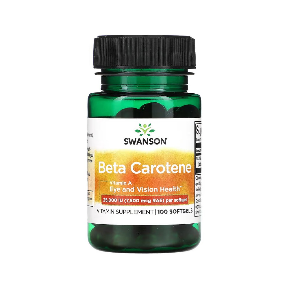 Betacaroteno, 25.000 UI (7500 mcg de EAR), 100 Perlas de Swanson Swanson SWV-01007 Antioxidantes salud.bio