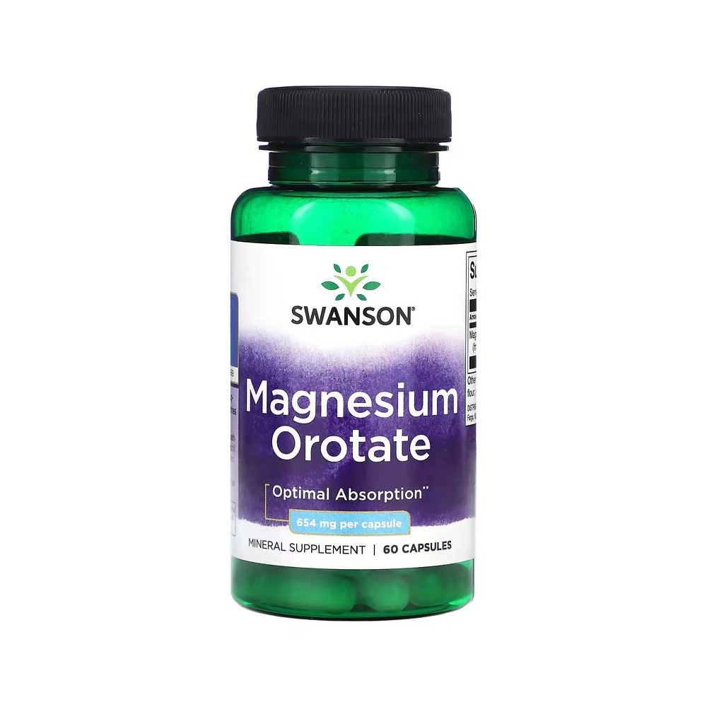 Orotato de magnesio, 654 mg, 60 cápsulas de Swanson Swanson SWV-02665 Suplementos Minerales  salud.bio