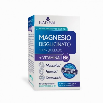 Magnesio Bisglicinato 100% Quelado + B6 de Natysal 60 Comprimidos Natysal NAT-32504 Suplementos Minerales  salud.bio