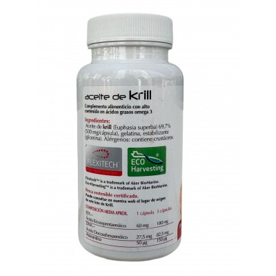 Aceite de Krill 500mg 90Cap. de plantis Artesania Agrícola PLA-03784 Ayudas niveles Colesterol y Trigliceridos salud.bio
