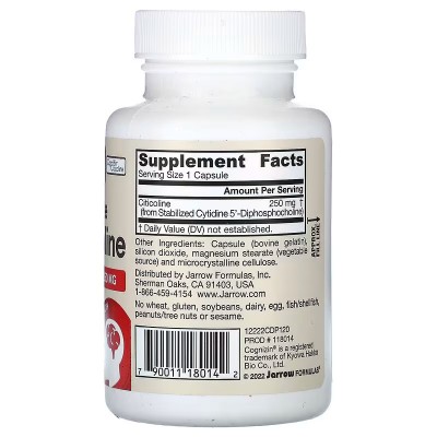 Citicolina, Colina CDP, 250 mg, 120 cápsulas de Jarrow Formulas Jarrow Formula JRW-18014 Ayuda Funcion Celebral salud.bio