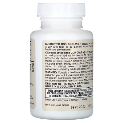 Citicolina, Colina CDP, 250 mg, 120 cápsulas de Jarrow Formulas Jarrow Formula JRW-18014 Ayuda Funcion Celebral salud.bio