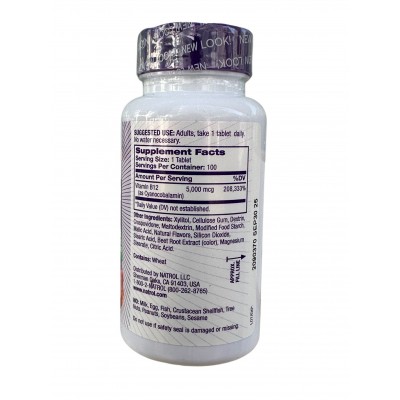 Vitamin B12, Fast Dissolve, Maximum Strength, Strawberry, 5,000 mcg, 100 Tablets de Natrol Natrol NTL-06672 Vitaminas y Miner...