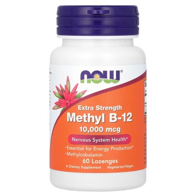 B12 de metilo 10.000 mcg Extra Strength 60 pastillas de NOW Foods NOW Foods NOW-00501 Vitamina B salud.bio