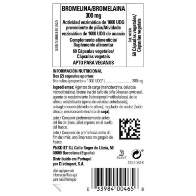 Bromelaina 300mg 60 Cápsulas Vegetales de Solgar SOLGAR SOL-00465 Ayudas aparato Digestivo salud.bio