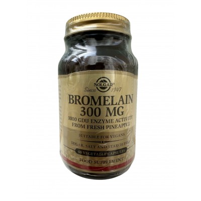 Bromelaina 300mg 60 Cápsulas Vegetales de Solgar SOLGAR SOL-00465 Ayudas aparato Digestivo salud.bio