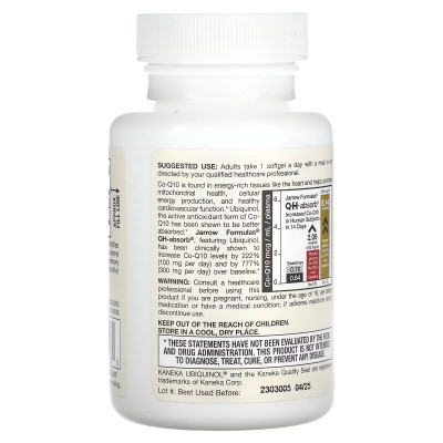 Ubiquinol, QH-Absorb, 200 mg, 30 ó 60 cápsulas blandas de Jarrow Formulas Jarrow Formula  Antioxidantes salud.bio