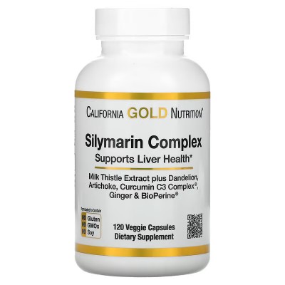 Complejo de silimarina, 120 cápsulas vegetales de California Gold Nutrition California Gold Nutrition CGN-00956 Higado y sist...