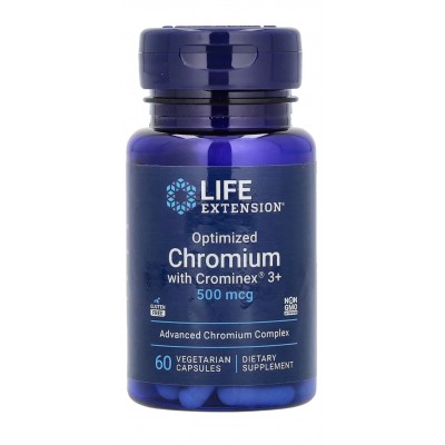 Cromo optimizado con Crominex 3+, 500 mcg, 60 cápsulas vegetales de Life Extension Life Extension LEX-15046 Ayuda Glucemia y ...