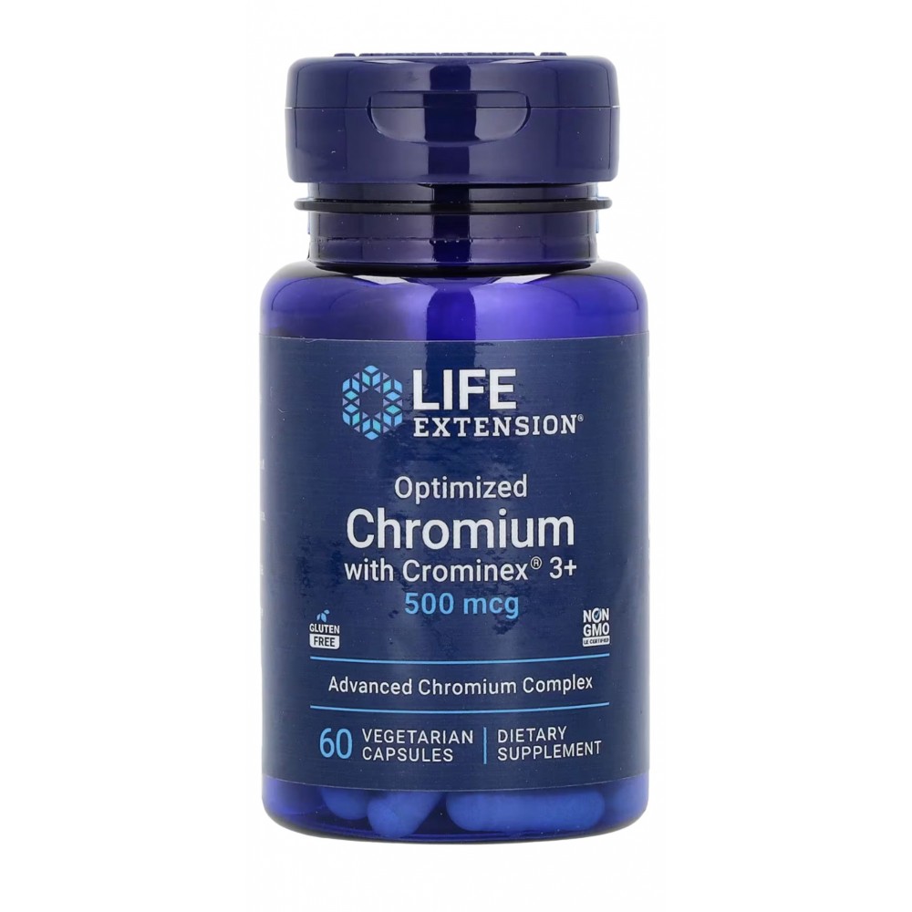 Cromo optimizado con Crominex 3+, 500 mcg, 60 cápsulas vegetales de Life Extension Life Extension LEX-15046 Ayuda Glucemia y ...