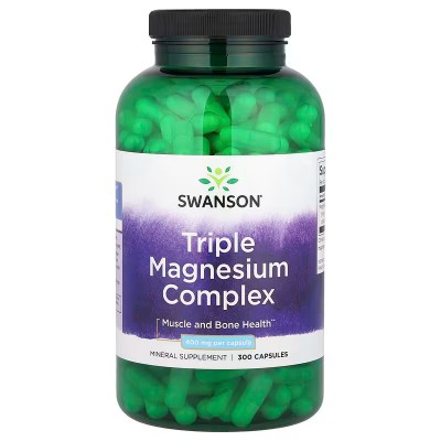 Complejo Triple de Magnesio, 400 mg, 300 cápsulas de Swanson Swanson SWV-11079 Suplementos Minerales  salud.bio