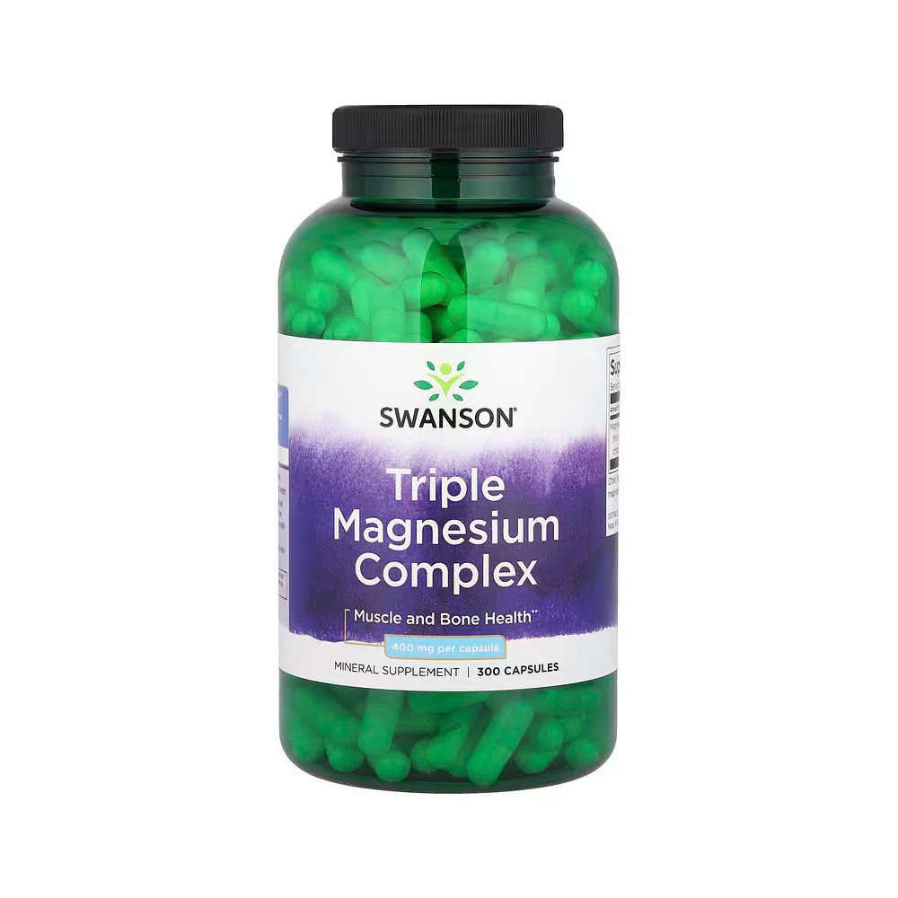 Complejo Triple de Magnesio, 400 mg, 300 cápsulas de Swanson Swanson SWV-11079 Suplementos Minerales  salud.bio