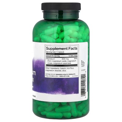 Complejo Triple de Magnesio, 400 mg, 300 cápsulas de Swanson Swanson SWV-11079 Suplementos Minerales  salud.bio