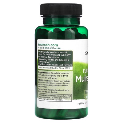 Muira puama (Espectro completo) 400 mg, 90 cápsulas de Swanson Swanson SWV-11133 Salud Sexual y Fertilidad salud.bio