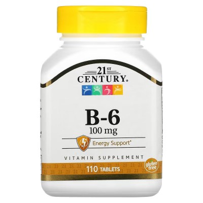 Vitamina B6, 100 mg, 110 comprimidos de 21st Century 21ST Century HealthCare CEN-21196 Vitamina B salud.bio