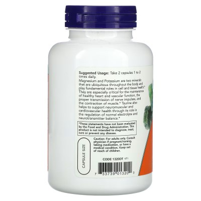 Aspartato de magnesio y potasio, 120 cápsulas vegetales de NOW Foods NOW Foods NOW-01320 Suplementos Minerales  salud.bio