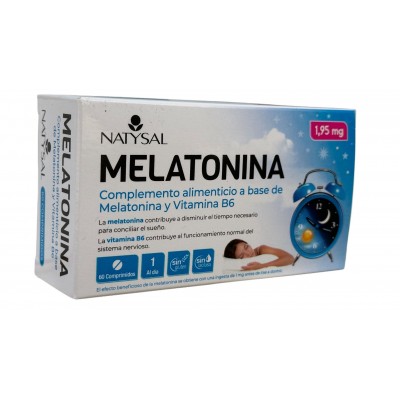 Melatonina 1.95mg + Vitamina B-6 (60 Comprimidos Masticables) de Natysal Natysal 13340 insomnio y descanso salud.bio