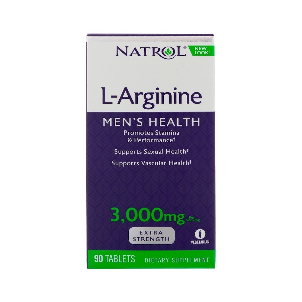 L-Arginina, plus 3.000 mg, (por servicio), 90 comprimidos de Natrol, Natrol NTL-05234 Aminoácidos salud.bio