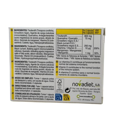 Alestamin ALERGIAS (Sustituto de Alequer) con quercetina 30 Cápsulas de Novadiet Novadiet NOV-52093 Sistema inmunitario salud...
