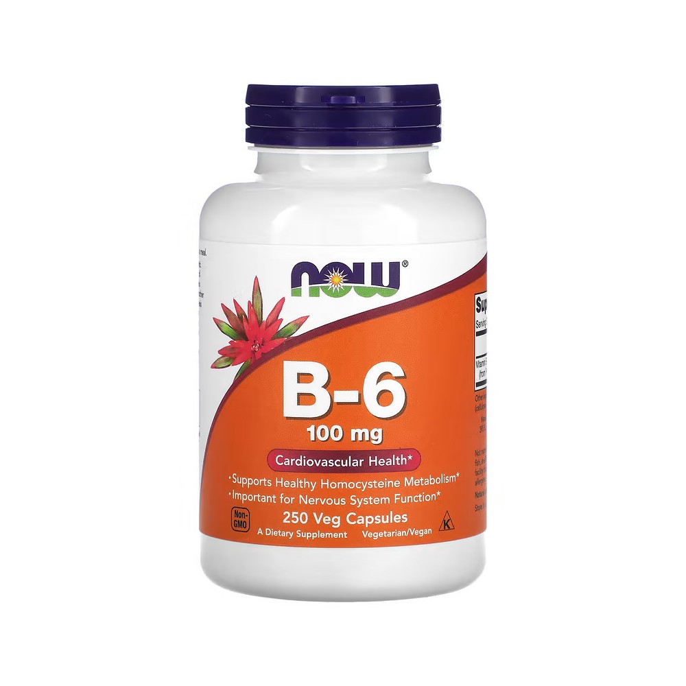 Vitamina B6, 100 mg, 250 cápsulas vegetales de NOW Foods NOW Foods NOW-00458 Vitamina B salud.bio